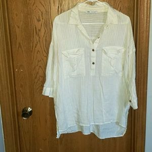 Zara large white linen tunic